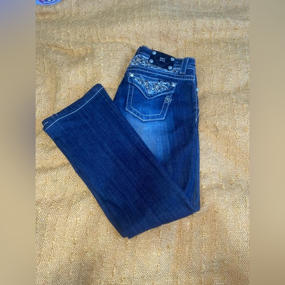 Miss Me Denim - Miss Me Signature Boot Daisy Beaded Jeans